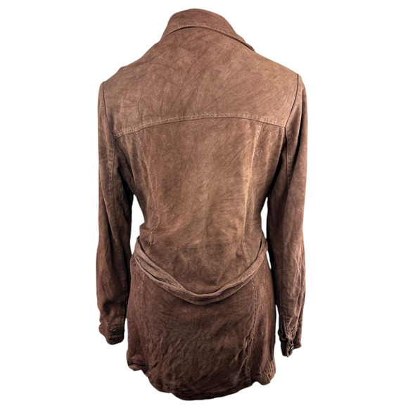 Lilly Pulitzer Soft Lamb Suede Jacket Brown Belted Button Lined XL Rare HTF - Picture 14 of 16